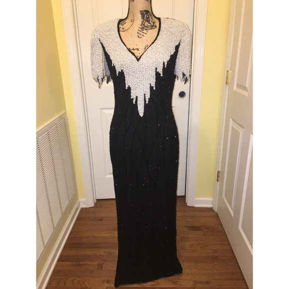 Vintage 8s Beaded Scala Evening Gown 